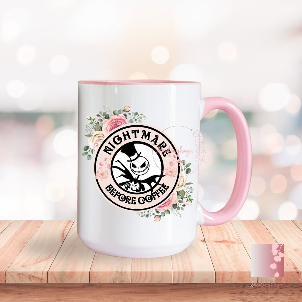 Jack Skellington Floral 15 Oz Ceramic Mug